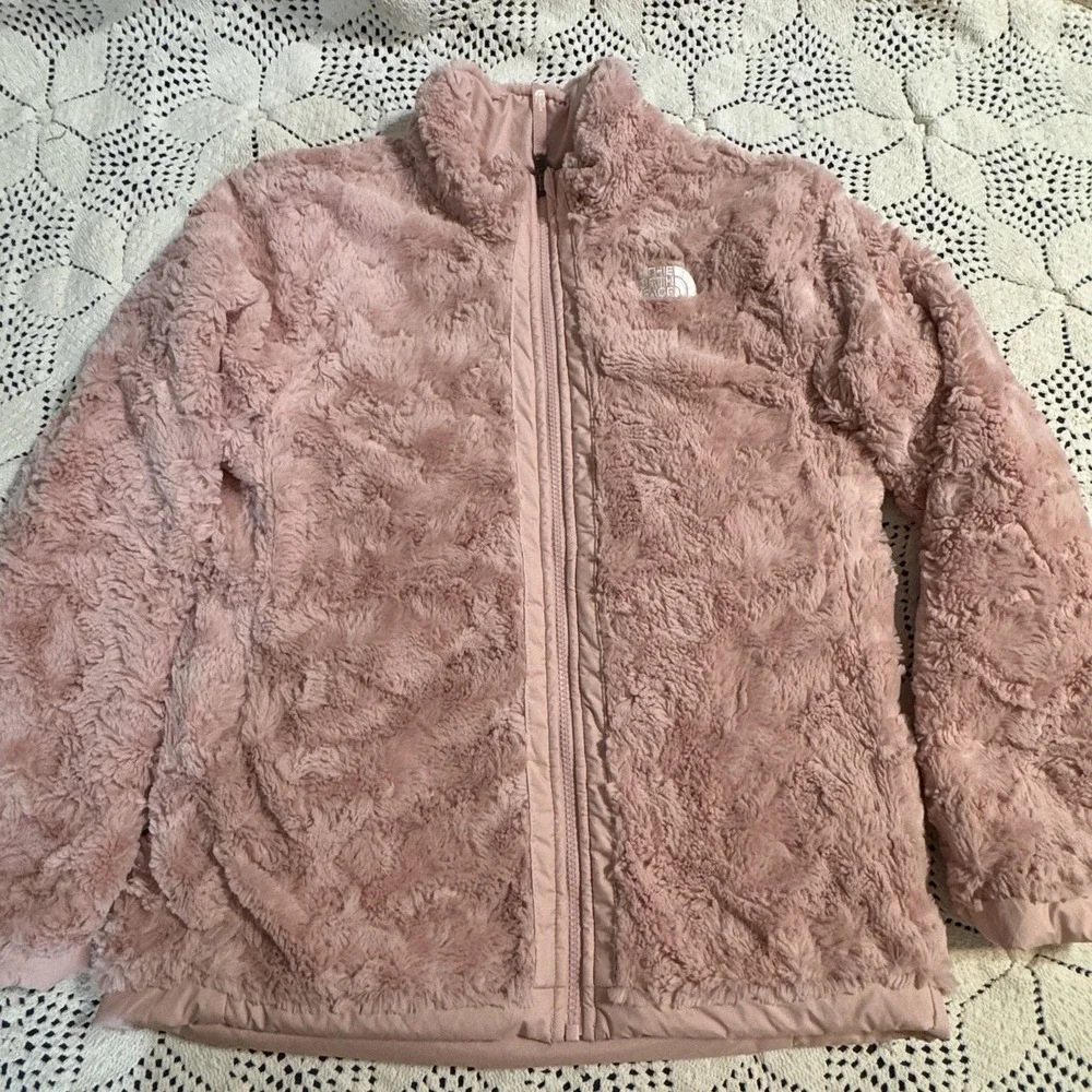 Sz L Large 14-16 The North Face Girl's Reversible Sherpa Jacket Long Sleeve Pink